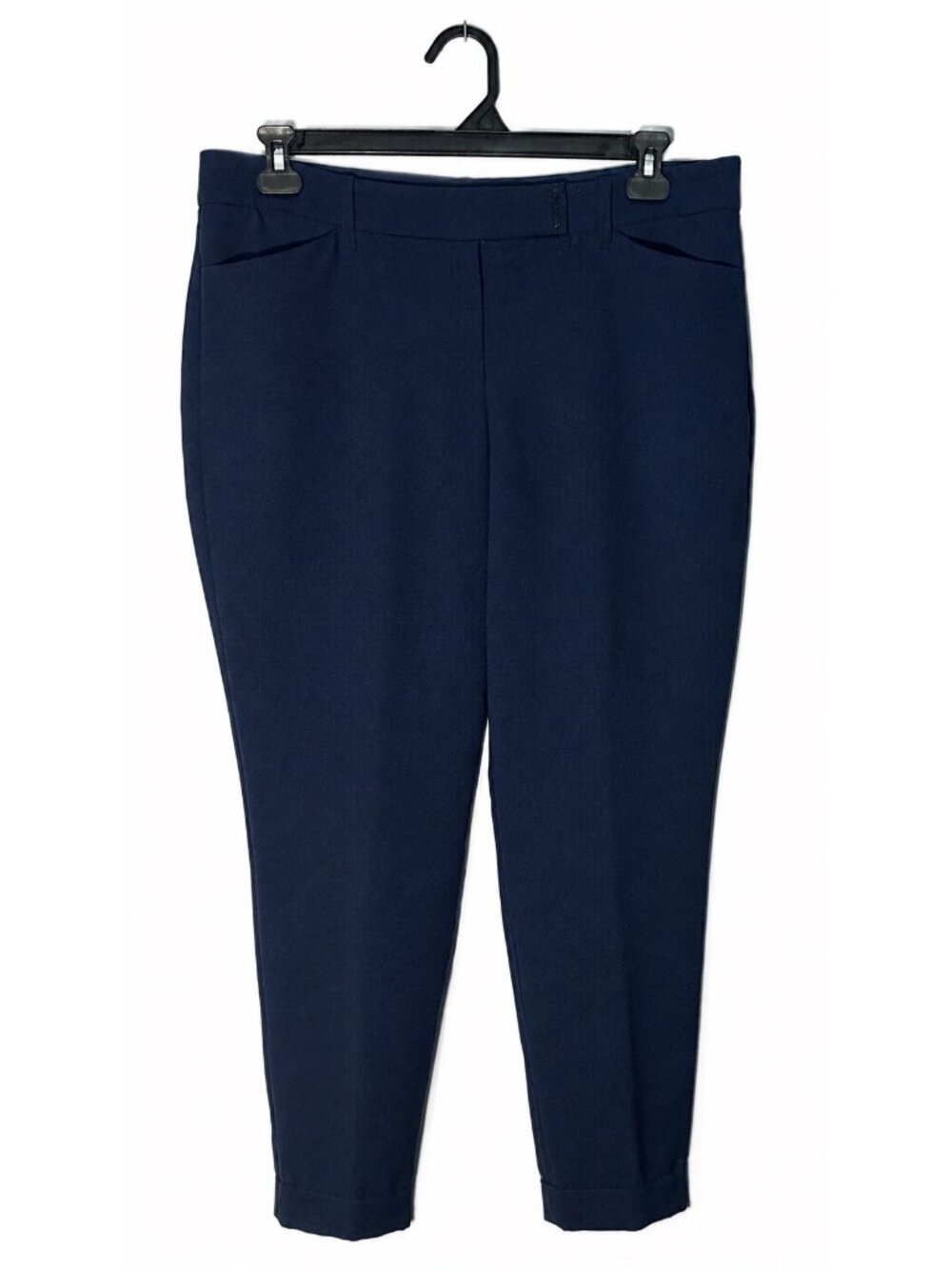 Navy Blue Womens Dress Pants With Slim Tapered Fit And Zipper Closure